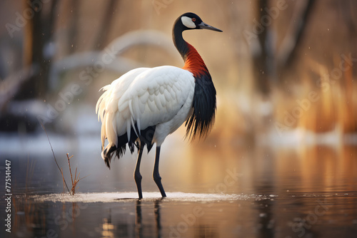 Red-crowned Crane  found in East Asia s wetlands
