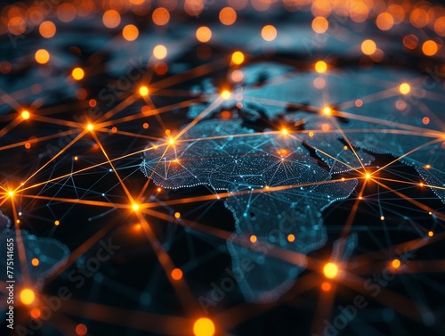 Strategies for managing global supply chains, interconnected network, 3d comercial shot illustrate