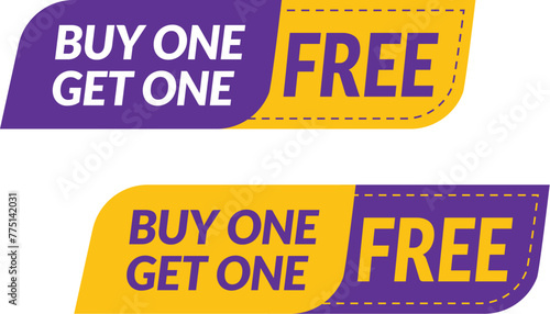 Buy one get one free discount tag vector