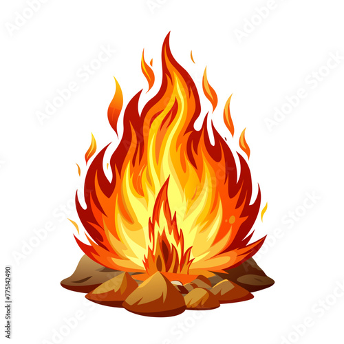 burning fire icon isolated on white
