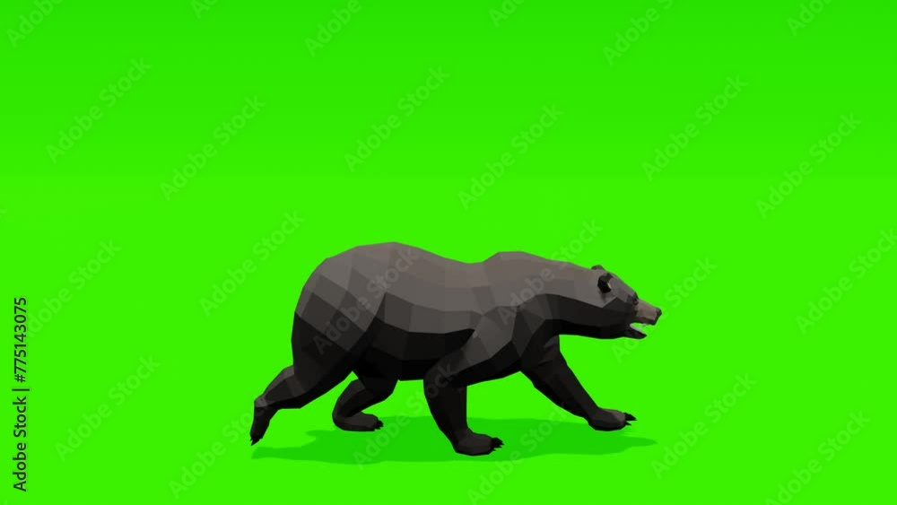 Continuous motion: Relaxing scene of a gray bear bounding gracefully against a lush green backdrop, ideal for easy customization and integration. Continuous motion: Relaxing scene of a gray bear bounding gracefully against a lush green backdrop, ideal for easy customization and integration.