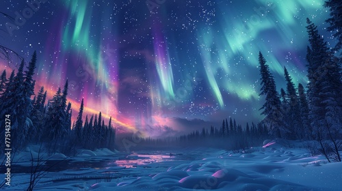 Arctic wilderness cinematic northern lights timelapse in high resolution with vibrant colors