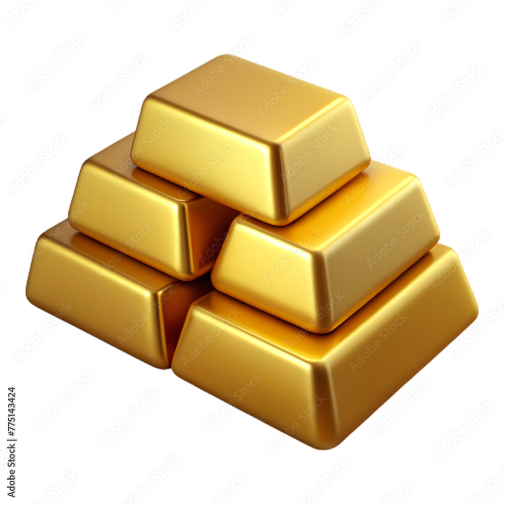 Golden bars 3D Icon

