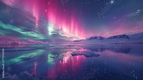 Arctic tranquility cinematic timelapse of shimmering northern lights in high res night sky
