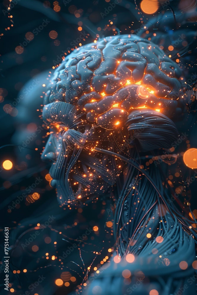 Illustration artificial intelligence and machine learning concept. Modern technology. Technologies of the future Illustration artificial intelligence and machine learning concept. Modern technology. Technologies of the future