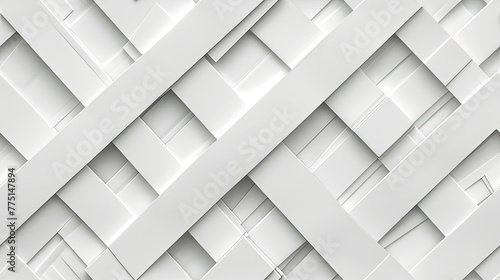 abstract flat design featuring a multitude of intersecting lines arranged in a captivating pattern  rendered in white plastic against a seamless white background. SEAMLESS PATTERN