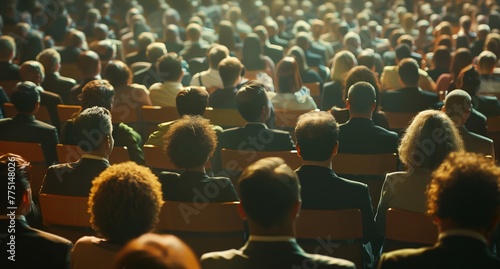 a crowd of people sitting in a auditorium