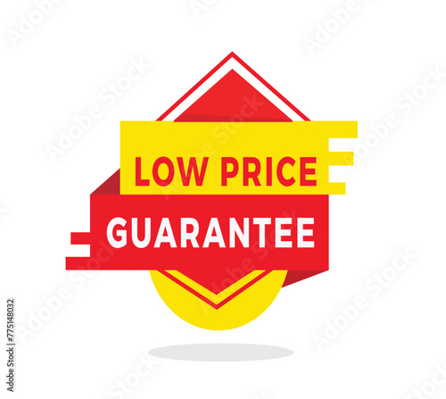 Low price guarantee red label icon for announcement, advertising, vector. Flat design template for banner, advertising, announcement.