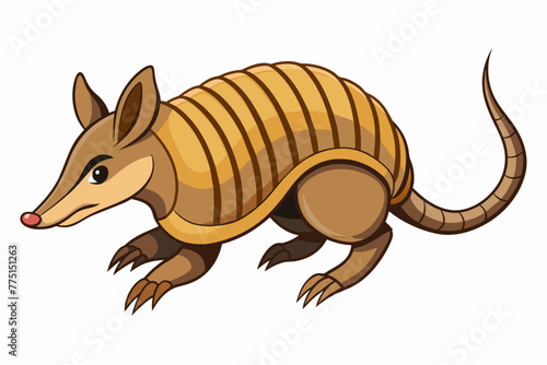 Armadillo running on white background.