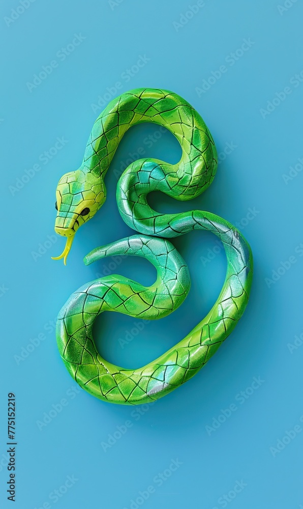 Obraz premium An artistic representation of a green snake
