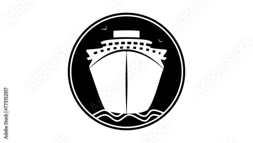 Cruise ship sign, black isolated silhouette