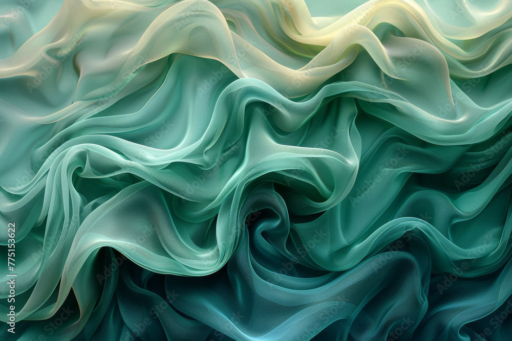 Obraz premium An abstract composition with gradients of emerald and jade, capturing the essence of lush and verdant natural environments. Concept of abstract nature-inspired coloration. Generative Ai.