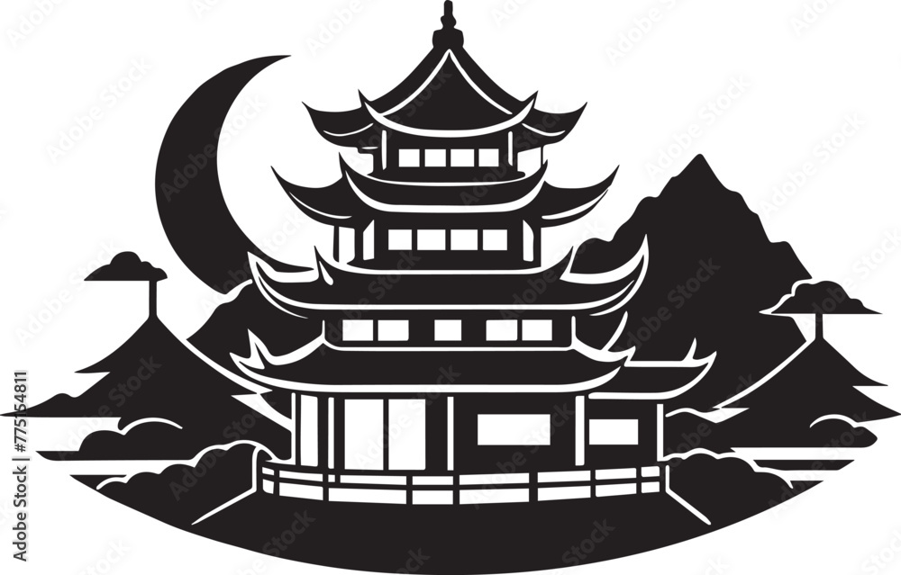 Japanese architecture. Hand drawn vector illustration
Japanese architecture. Hand drawn vector illustration