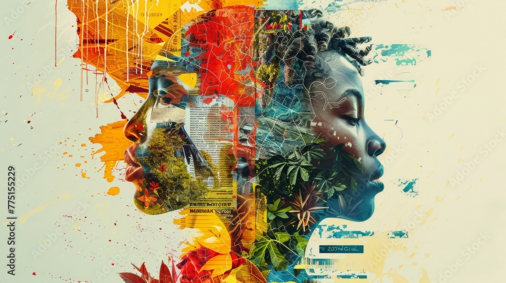 Dynamic collage promoting environmental action, mixing vibrant colors ...