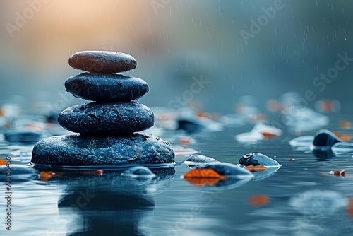 Zen Stones Stacked in Balanced Harmony The stones blur into one another photo