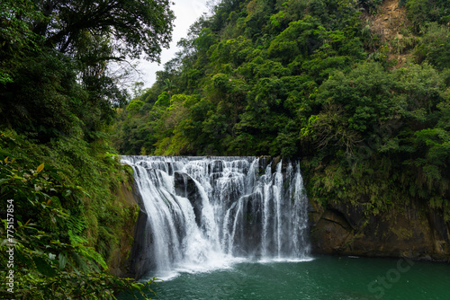 Beautiful Shifen waterfall in Pingxi at Taiwan
