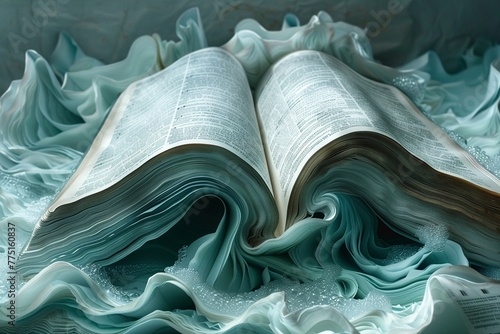 Mormon Scripture Pages Turning in a Soft Breeze The pages blur into one another photo