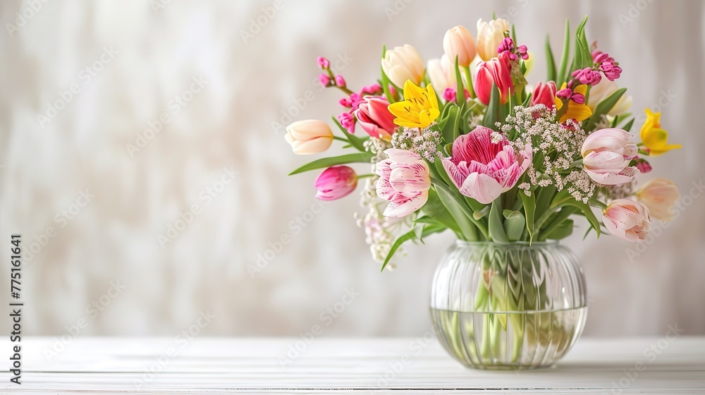 Superb Vase with flowers on wooden table Superb Vase with flowers on wooden table