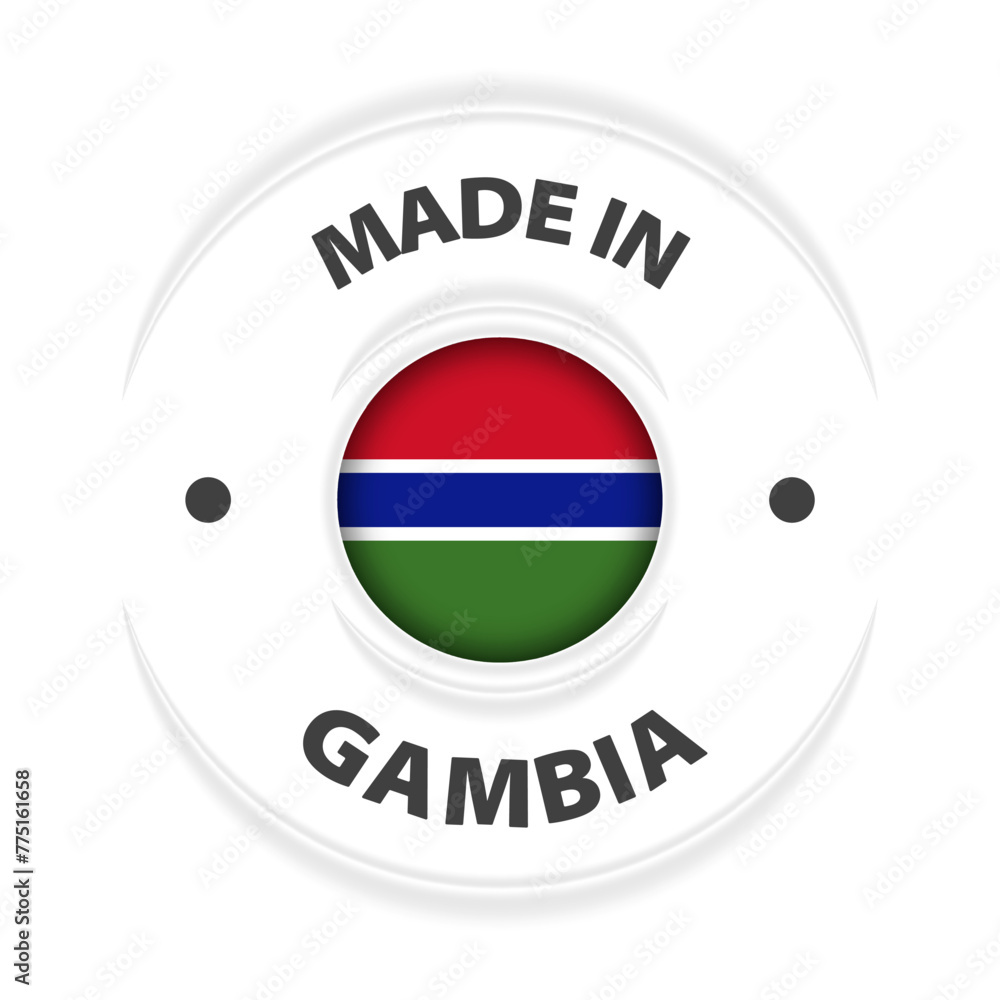 Made in Gambia graphic and label. Made in Gambia graphic and label.
