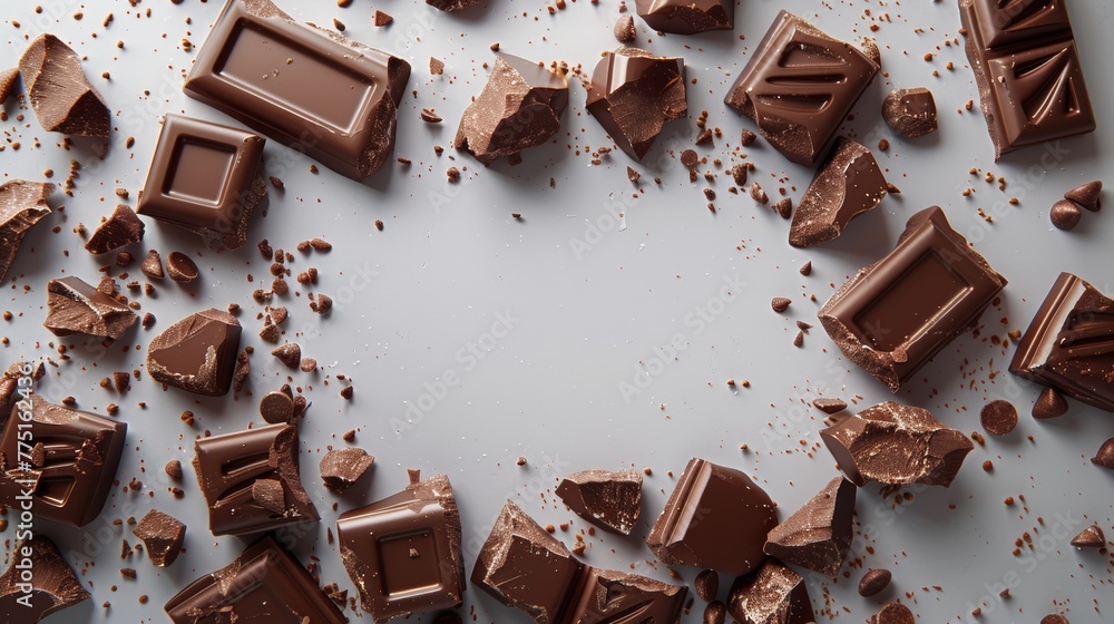 Chocolate frame, chocolate bar texture background Chocolate frame, chocolate bar texture background