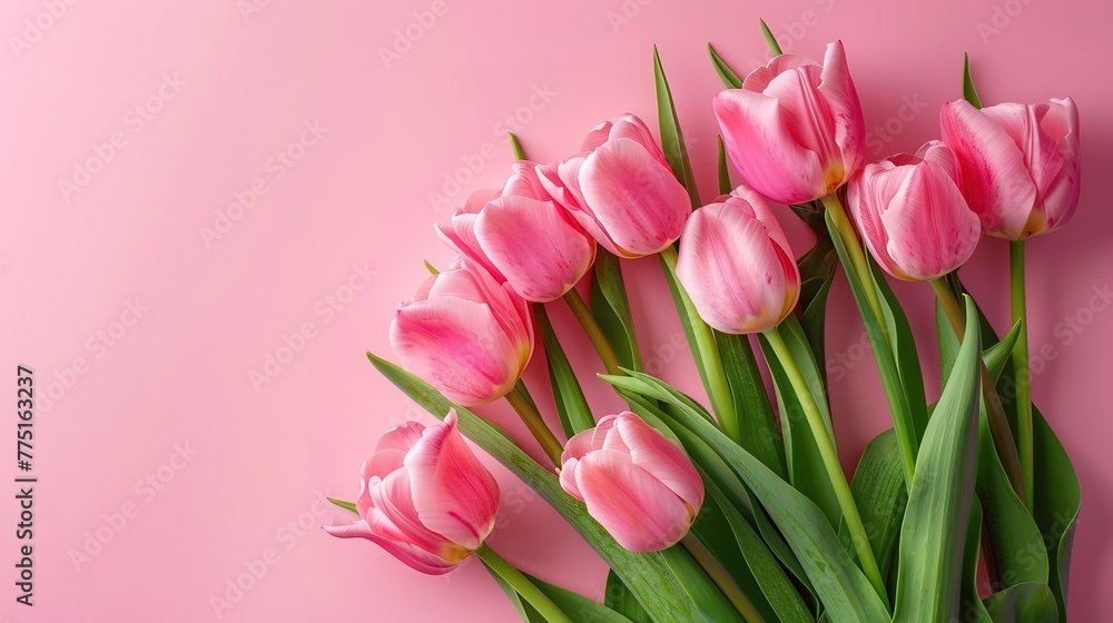 Obraz premium Amazing Top view tulips and gift