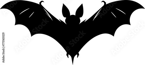 Bat silhouette with open wings. Illustration for Halloween sticker.