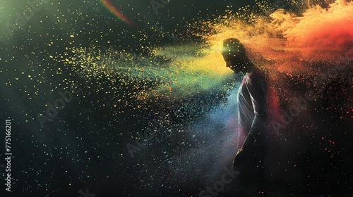 the man in colorful dust