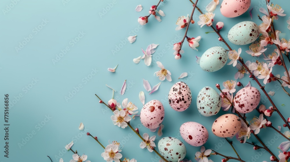 Easter card background in spring - Easter bunny and egg scene