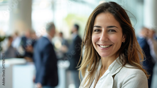 Wallpaper Mural A woman is smiling in a room with other people Torontodigital.ca