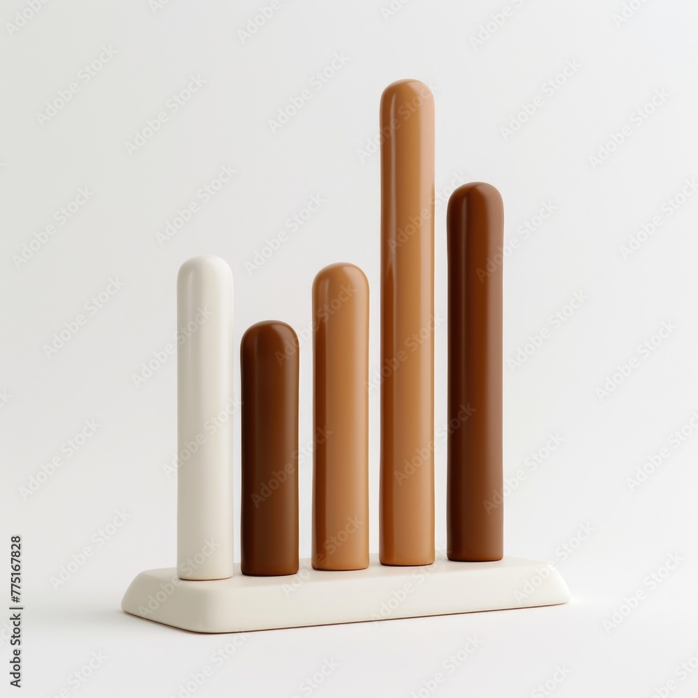 Dynamic 3D clay bar graph showing growth, a business success metaphor, against a white setting Dynamic 3D clay bar graph showing growth, a business success metaphor, against a white setting