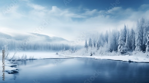 Winter Background Design for Banner or Poster. Winter Wallpaper. © dekzer_ai
