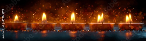 Jewish Menorah with Flickering Flames of Remembrance The soft light of the candles blurs