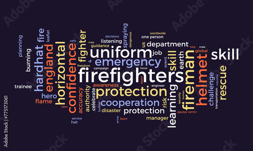 Firefighters Day word cloud template. Career awareness concept vector background.