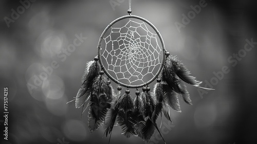 Native Dream Catcher Swirling in the Wind The intricate web merges with the air photo