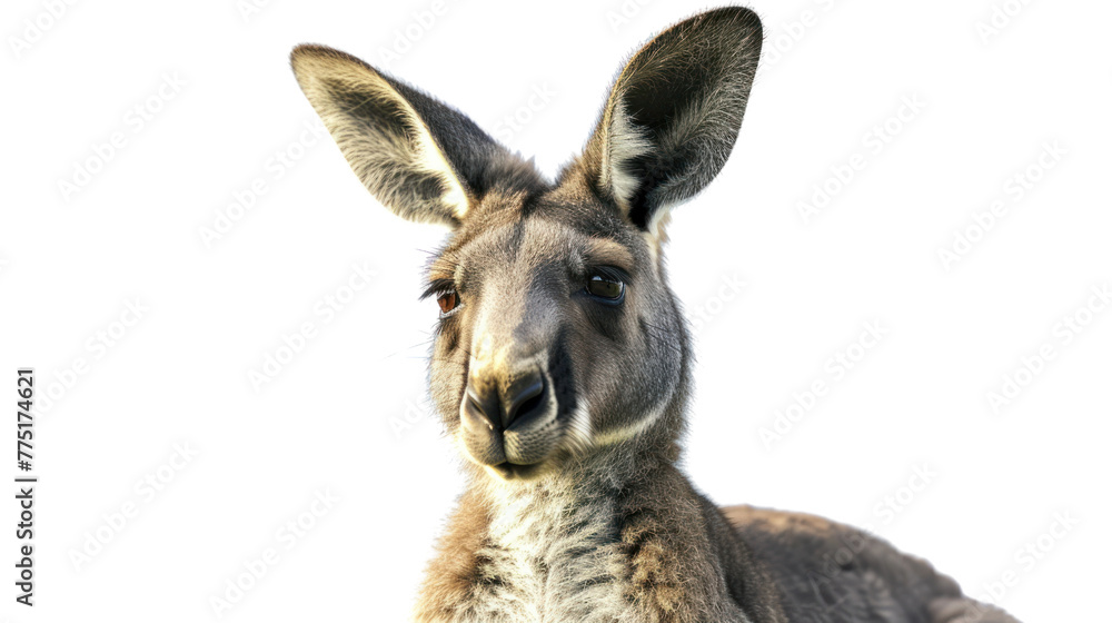 Fototapeta premium Brown kangaroo standing on white background