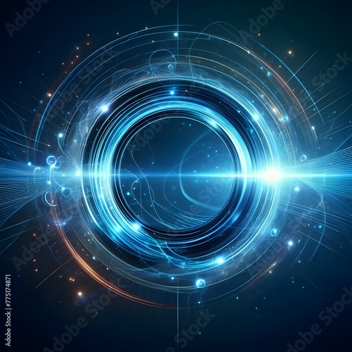 Abstract technology background, glowing lines and circles. Vector Illustration generated by ai