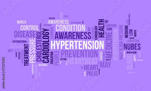 Hypertension word cloud template. Health awareness concept vector background.