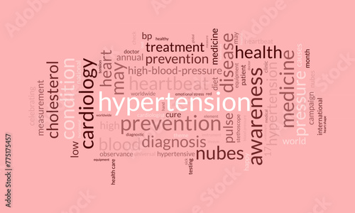 Hypertension word cloud template. Health awareness concept vector background.