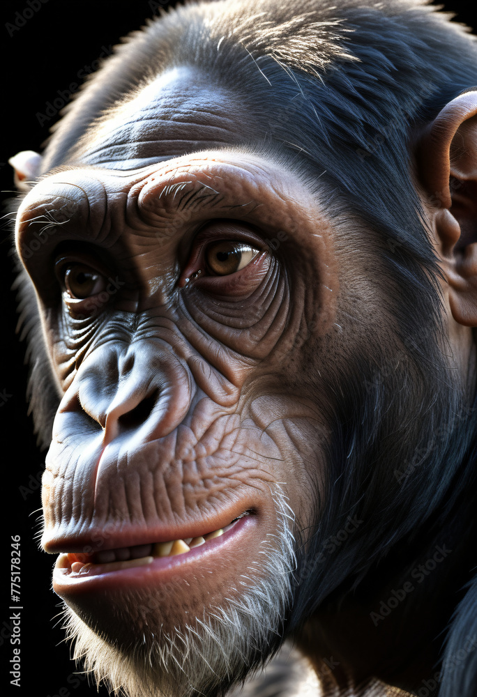 Close-up photo of a chimpanzee Close-up photo of a chimpanzee