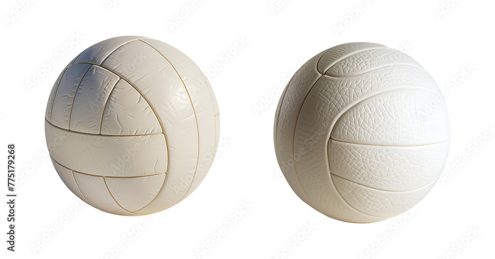 A close-up set of both modern and classic volleyball balls, Isolated on Transparent Background, PNG