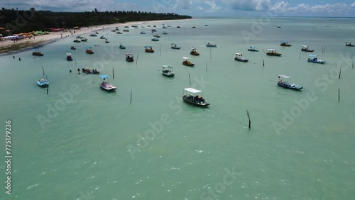 Visão aérea da orla da praia de São Miguel dos Milagres em Alagoas photo