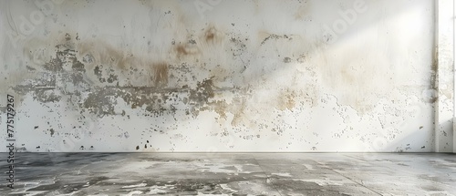 Mold growth on damp interior wall surface emphasizing the importance of remediation and prevention for health concerns. Concept Mold Remediation, Health Concerns, Damp Surface, Prevention Techniques photo
