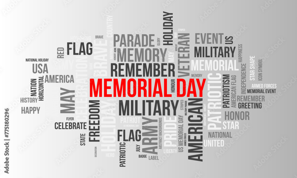 Memorial Day word cloud template. Federal awareness concept vector background. Memorial Day word cloud template. Federal awareness concept vector background.