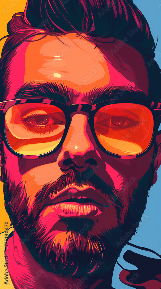 Man is looking at camera - portrait illustration Man is looking at camera - portrait illustration