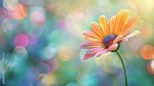 Close up of gerber flower., Orange Gerbera under the warm light of sunbeam in morning in beautiful garden for creating the flower background Ai generated  