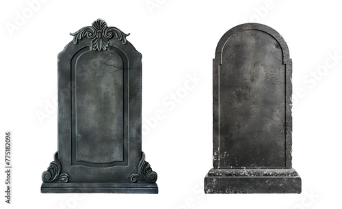 Mockup Set for Blank Gravestone Tombstones, Isolated on Transparent Background, PNG