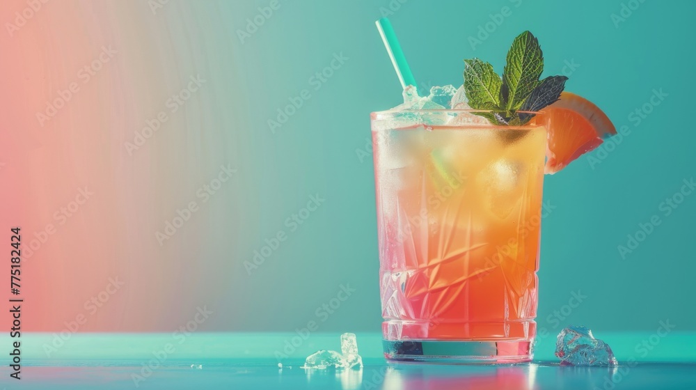 Colorful Drink With Mint Garnish Colorful Drink With Mint Garnish