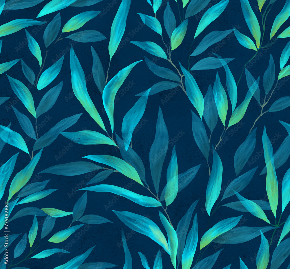 Watercolor design of leaves and flowers Watercolor design of leaves and flowers