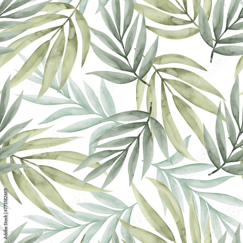 Watercolor design of leaves and flowers