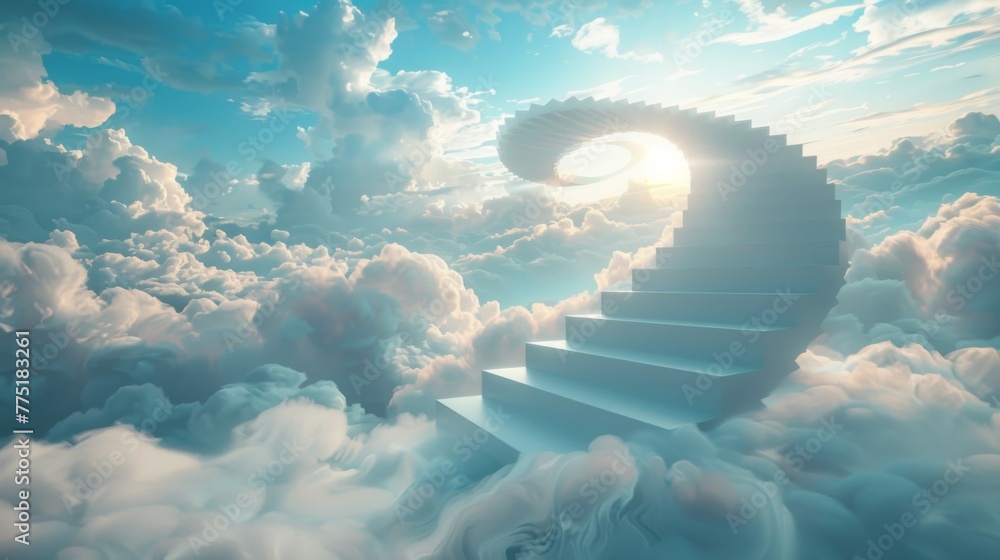 Staircase that appears to float in the air, curving and floating ...